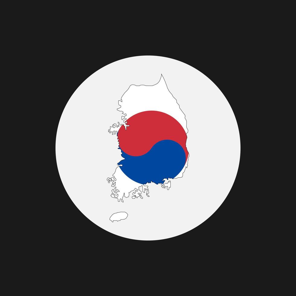 South Korea map silhouette with flag on white background vector