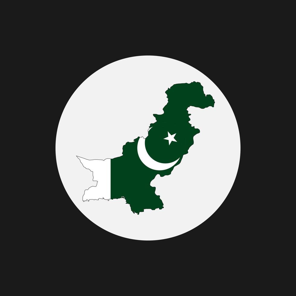 Pakistan map silhouette with flag on white background vector