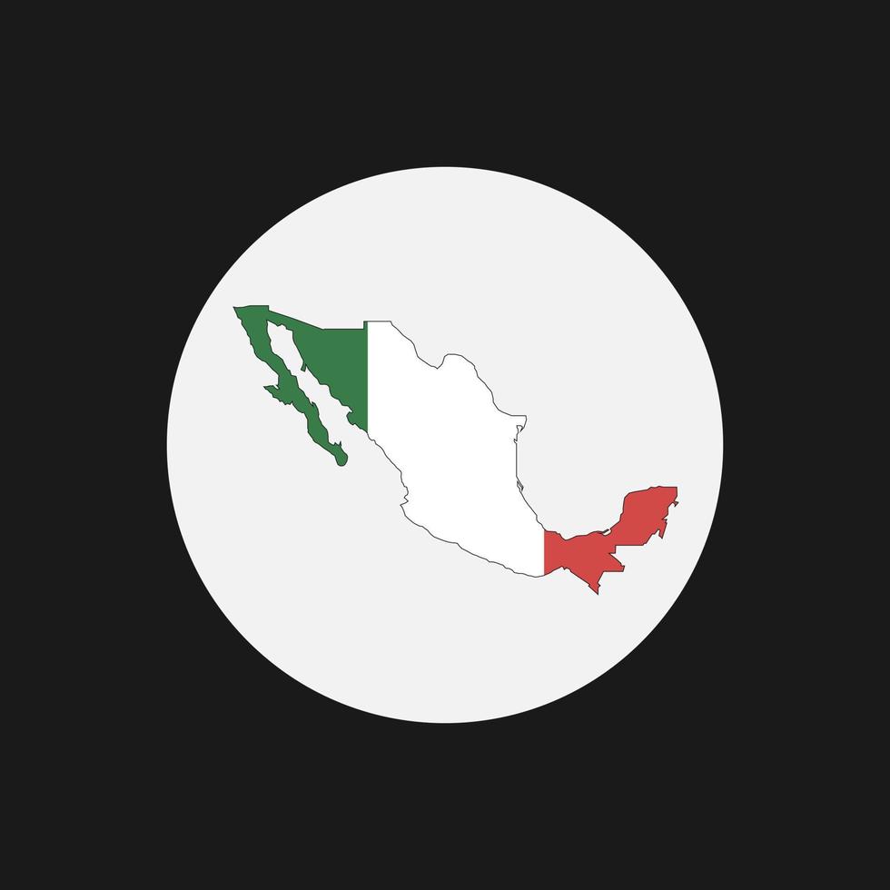 México mapa silueta con bandera sobre fondo blanco. vector