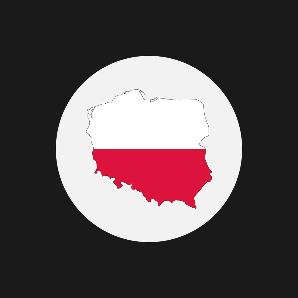 Polonia mapa silueta con bandera sobre fondo blanco. vector