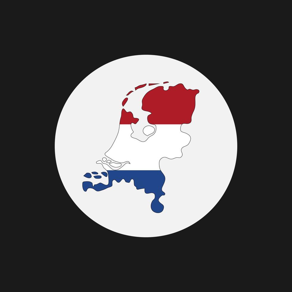 Netherlands map silhouette with flag on white background vector