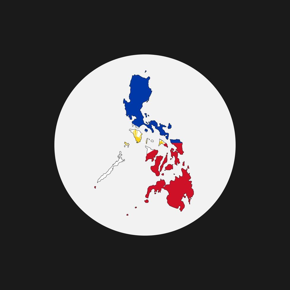 Filipinas mapa silueta con bandera sobre fondo blanco. vector