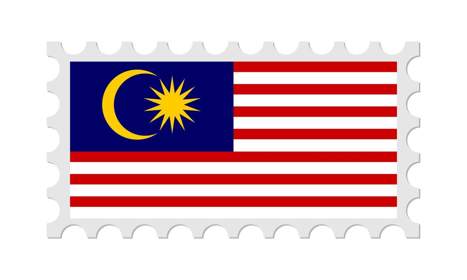 Malaysia Postage Stamp With Shadow. Vector illustration.