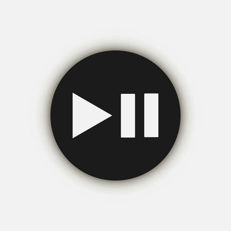 Black play pause button, flat design style. vector