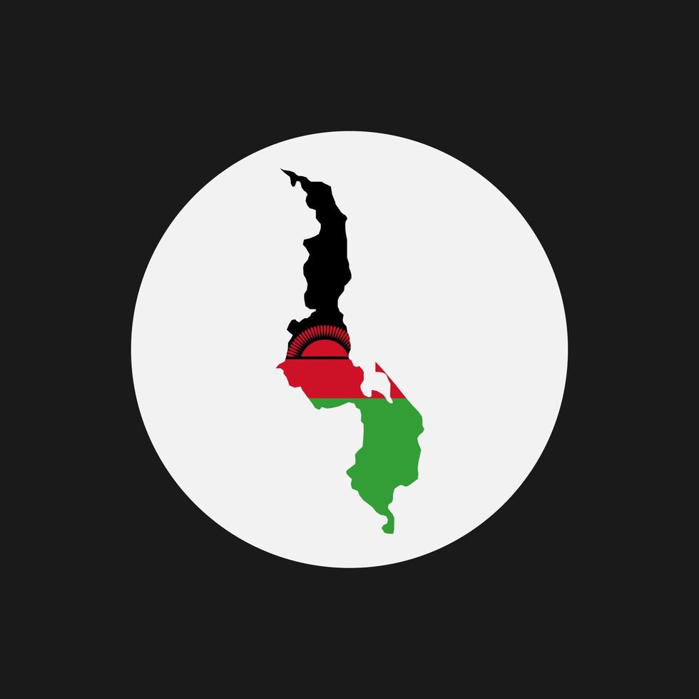 Mapa de Malawi silueta con bandera sobre fondo blanco. vector