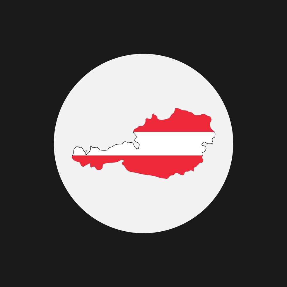 Austria mapa silueta con bandera sobre fondo blanco. vector