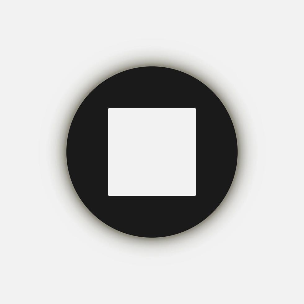 Black Stop button icon, flat design. vector
