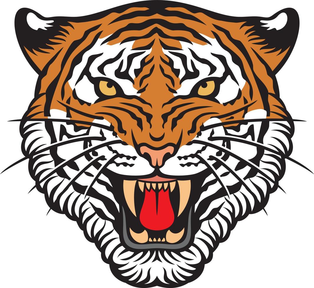 Tiger face - animal head. Color vector illustration.
