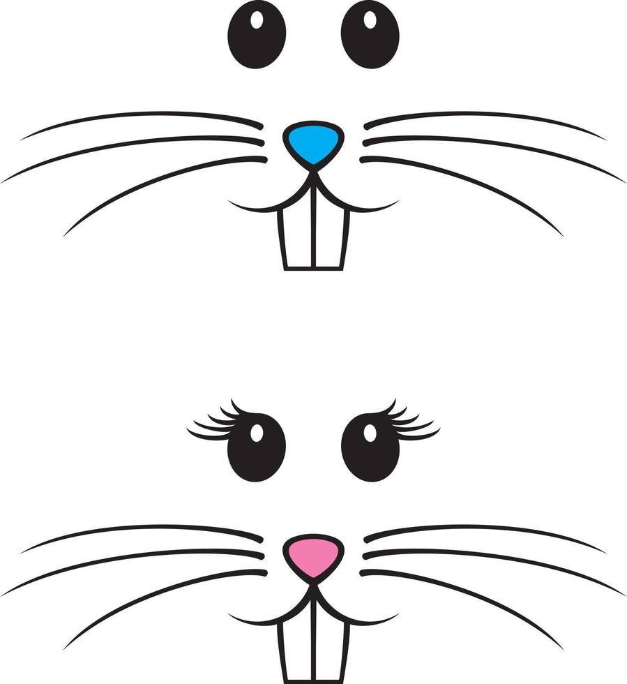 Bunny boy and girl face vector illustration