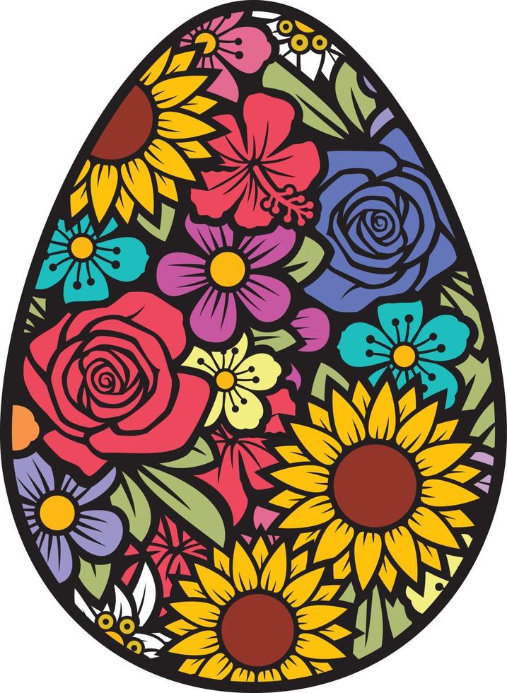 Floral egg color vector illustration