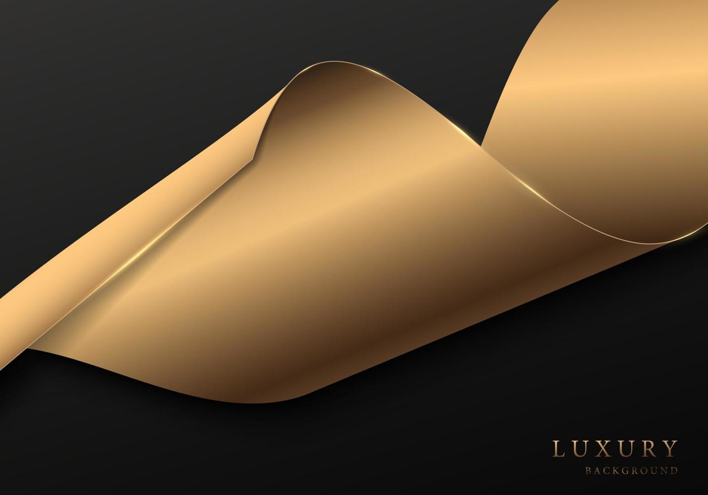 Abstract gold template flying silk luxury style artwork. vector