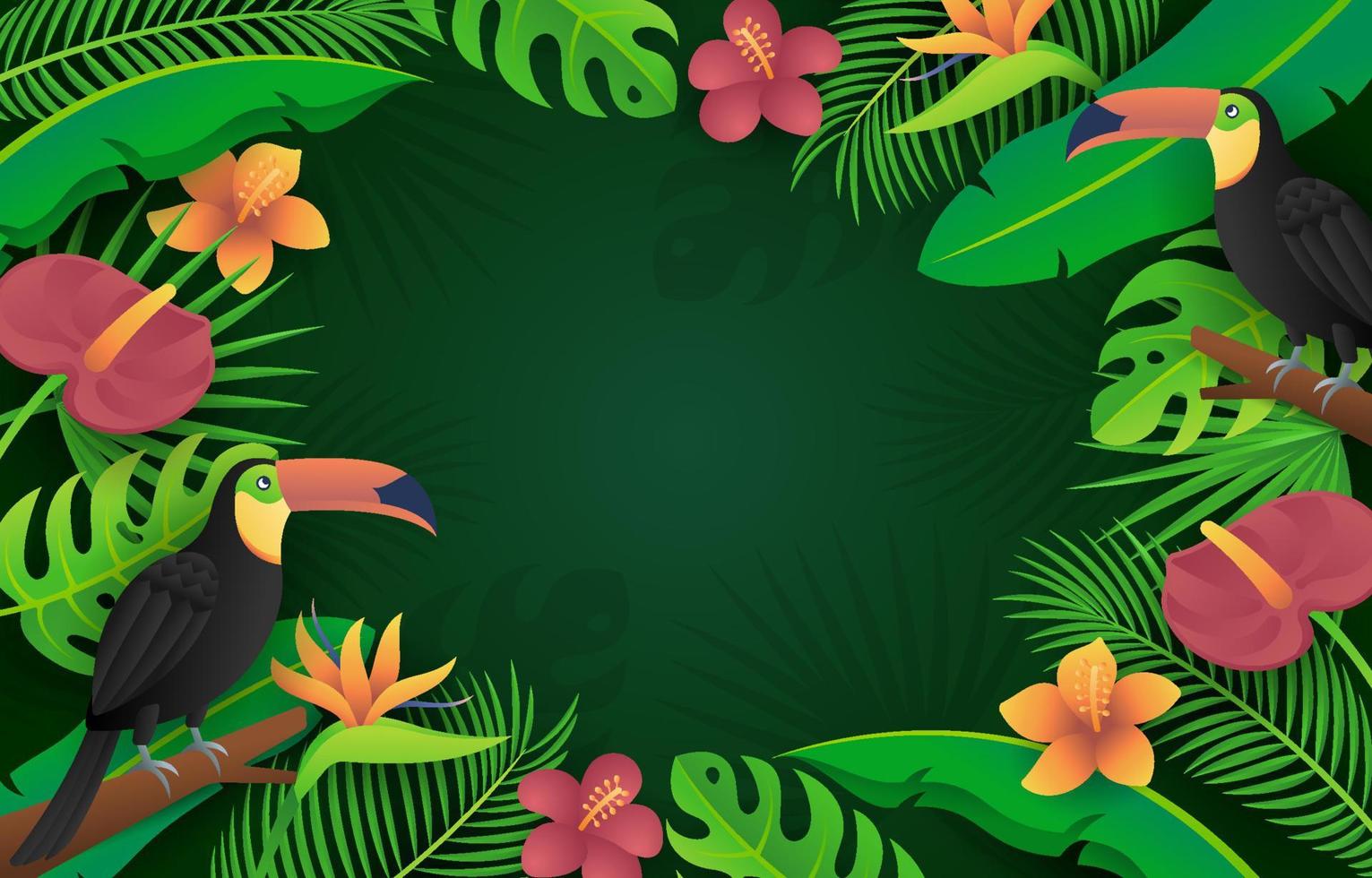 plantilla de fondo floral tropical de verano vector