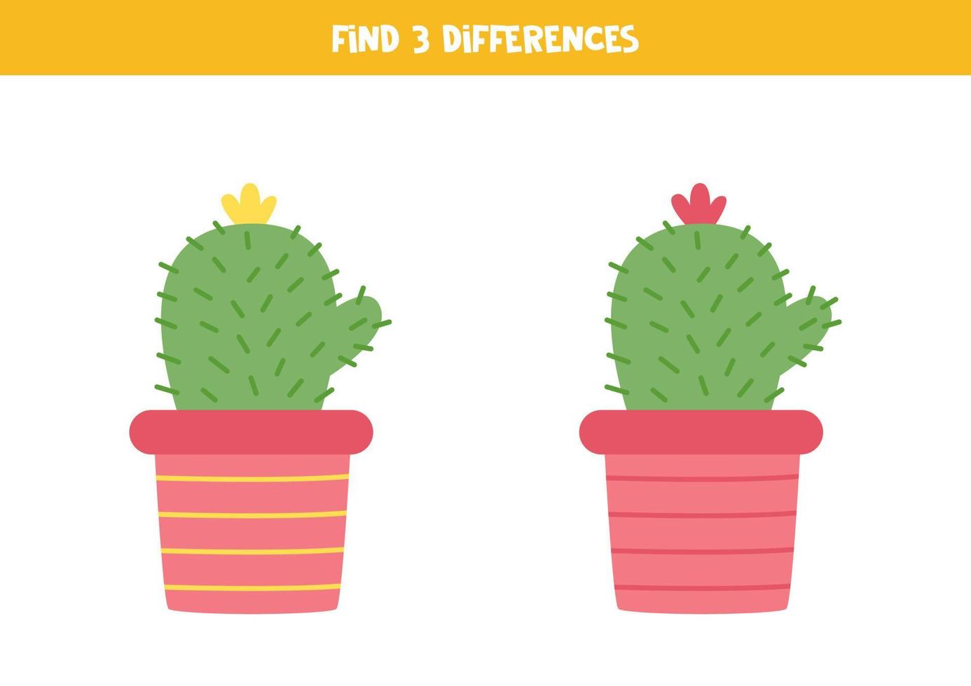 Find three differences between two cacti. vector