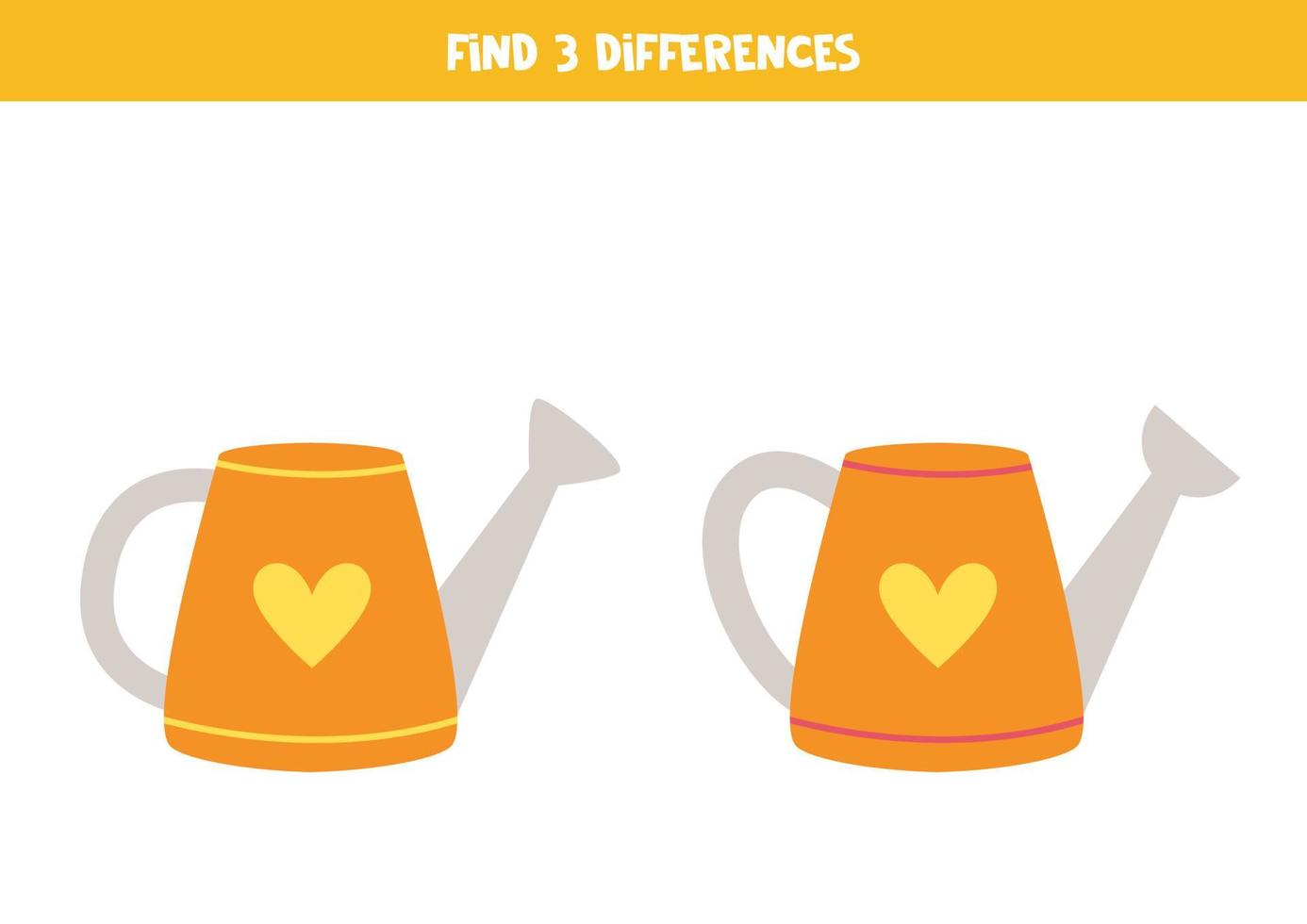 Find 3 differences between two watering cans. vector