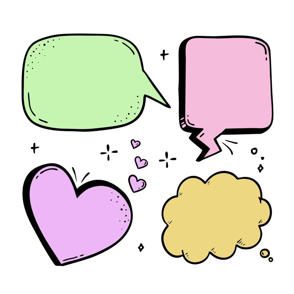 Comic speech bubble hand-drawn sketch in doodle style Vector illustration bubble chat, message element.