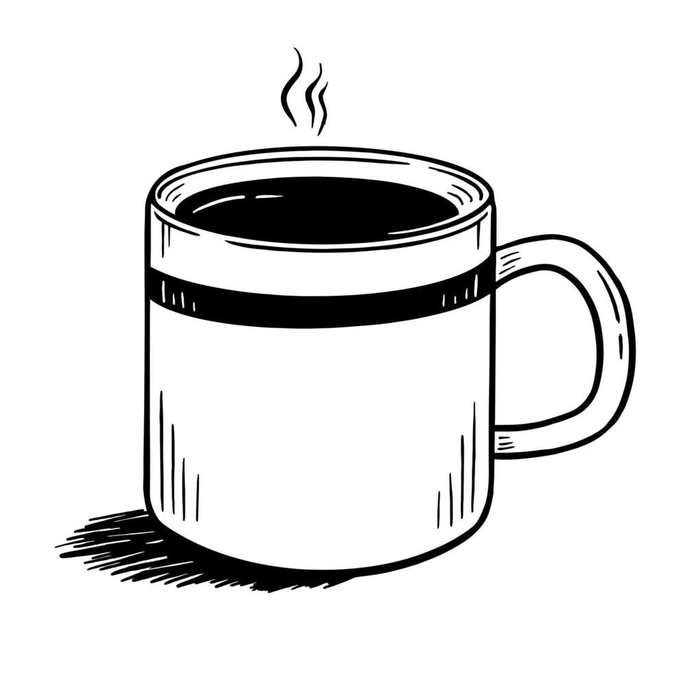 Coffee mug hand-drawn in the style of doodle Good for printing. Vector illustration isolated on a white background