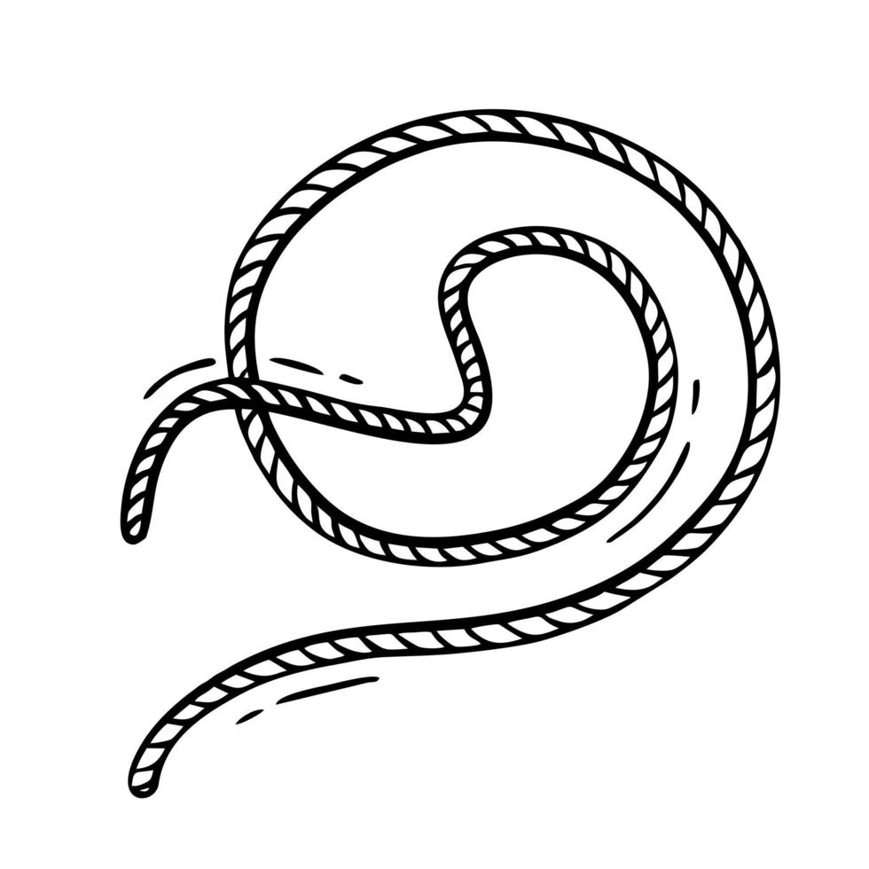 cuerda de vaquero dibujada a mano en estilo garabato buena para imprimir el símbolo del concepto occidental ilustración vectorial aislada vector