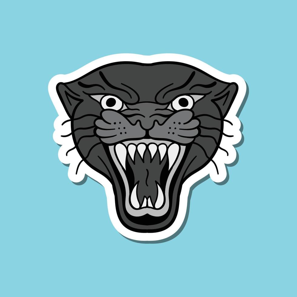 hand drawn black panther vintage doodle illustration for stickers print etc premium vector