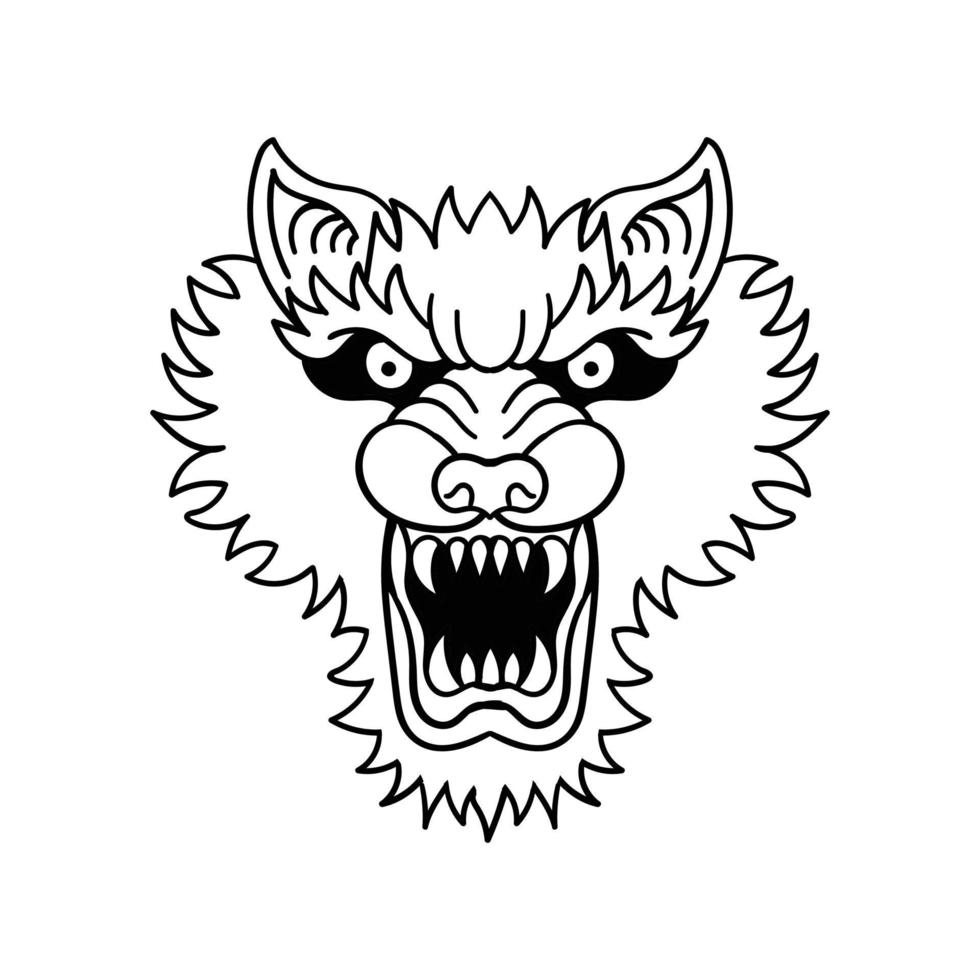 hand drawn wolf vintage doodle illustration for tattoo stickers poster etc vector