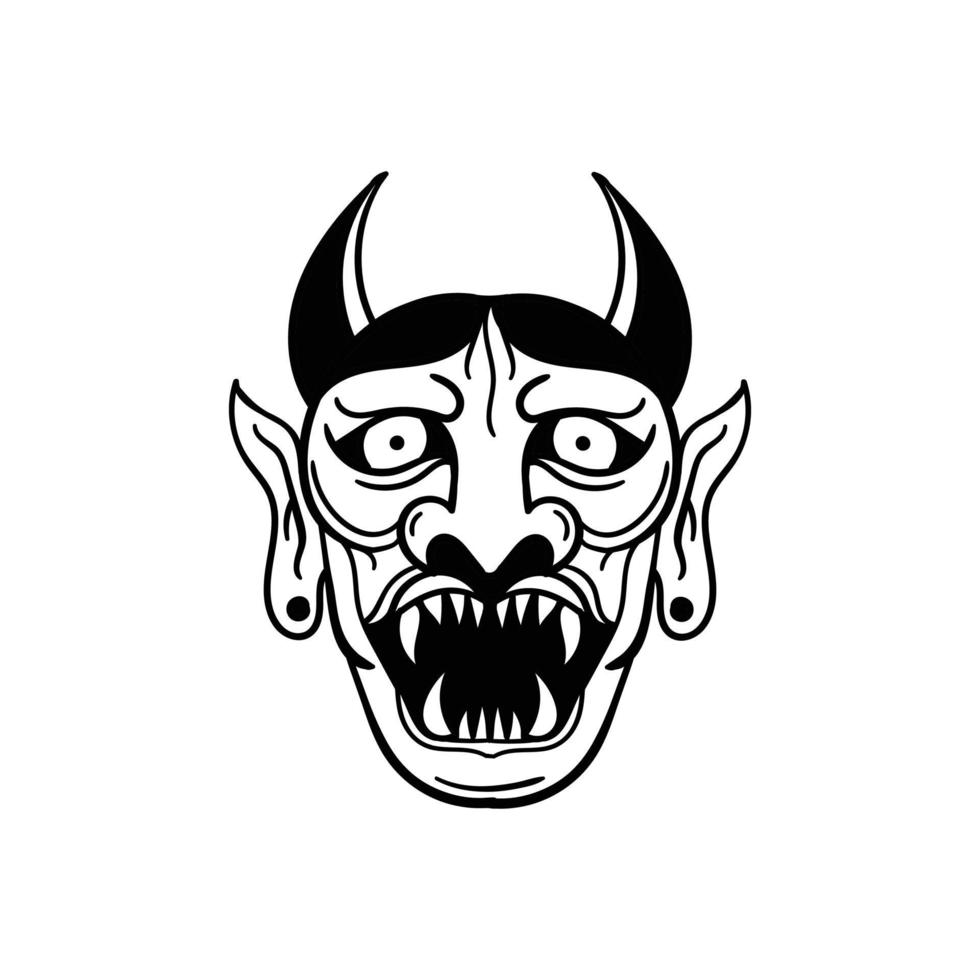 hand drawn devil face doodle illustration for tattoo stickers poster