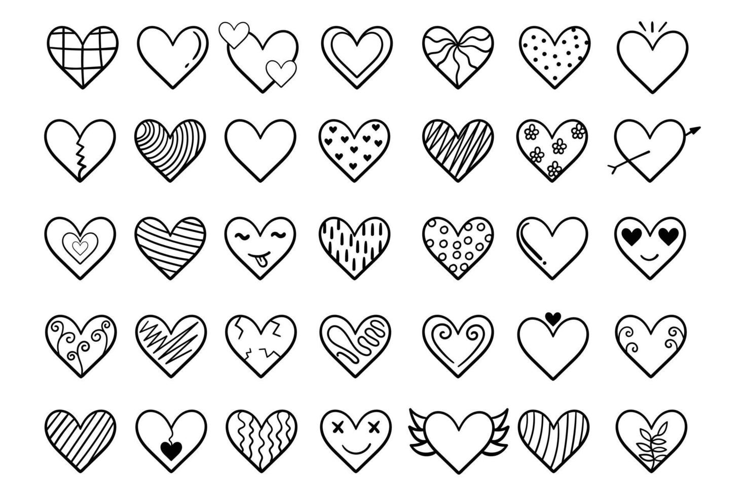 Cute heart doodle hand drawn cartoon art illustration vector