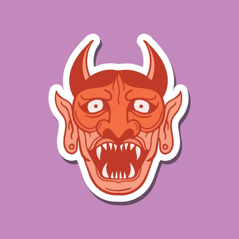 hand drawn devil face doodle illustration for tattoo stickers poster etc vector