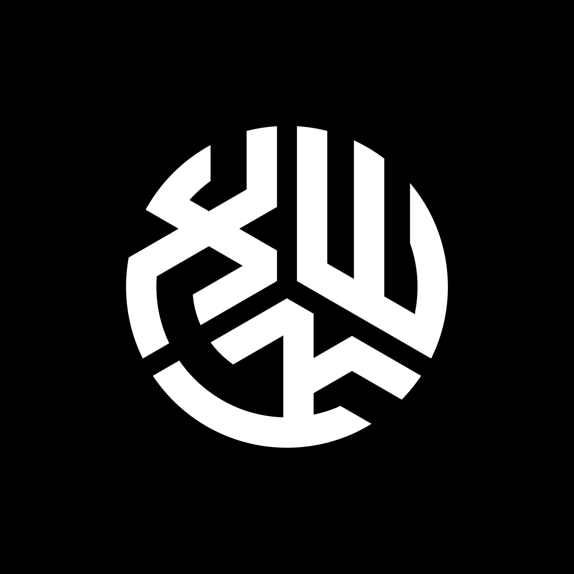 XWK letter logo design on black background. XWK creative initials