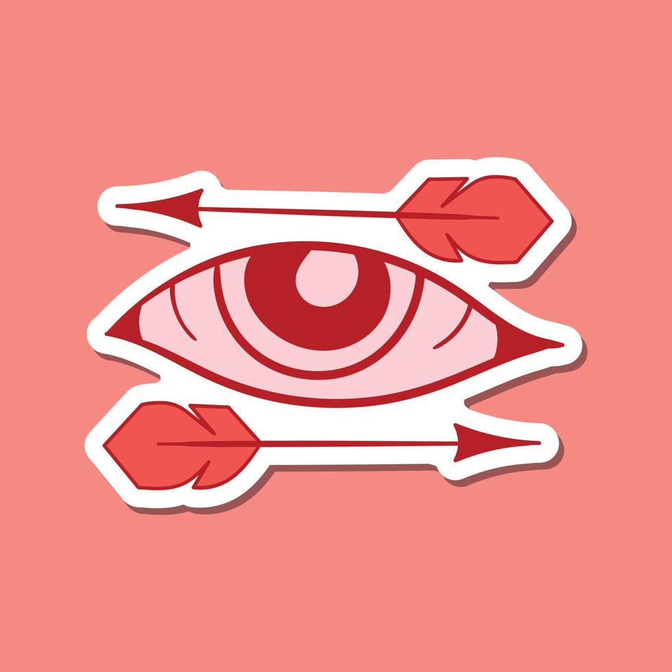 hand drawn red eye arrow doodle illustration for stickers print etc premium vector