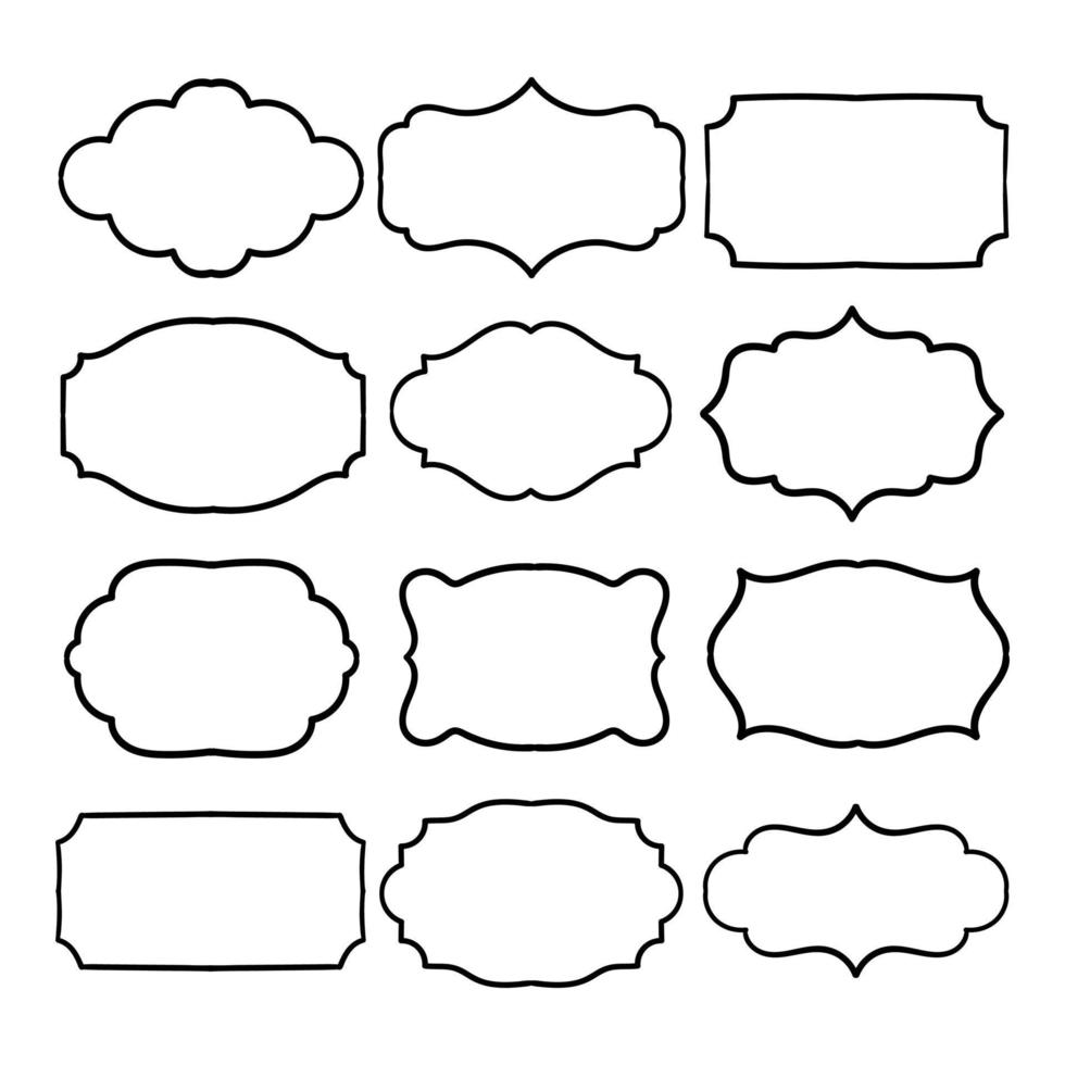 Collection of vintage ornament frame doodle illustration vector