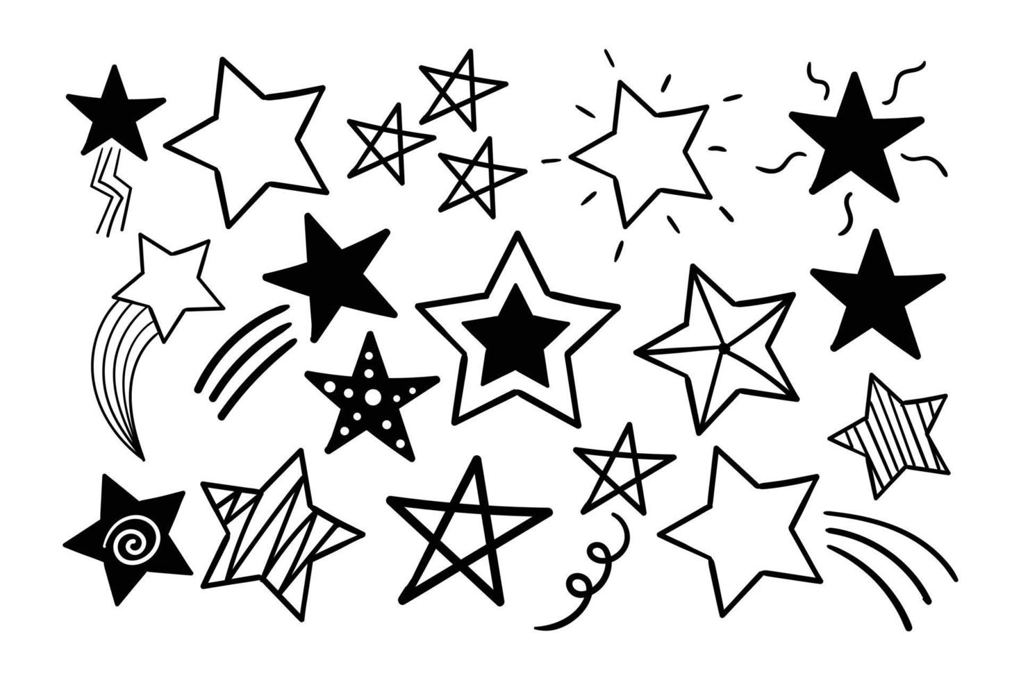 vector de colección de doodle de varias estrellas