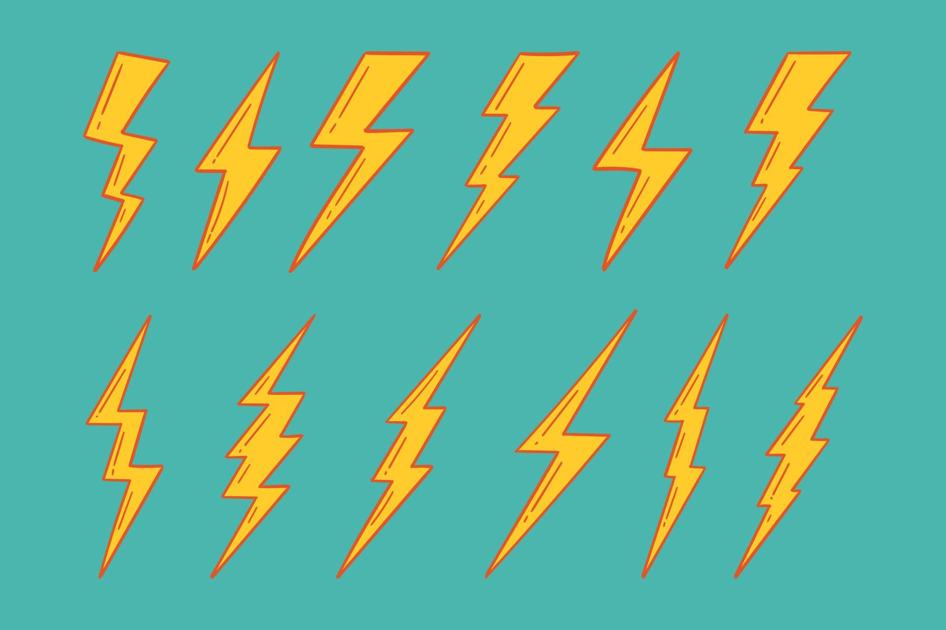 Collection Set doodle lightning bolt symbol premium vector 7081438