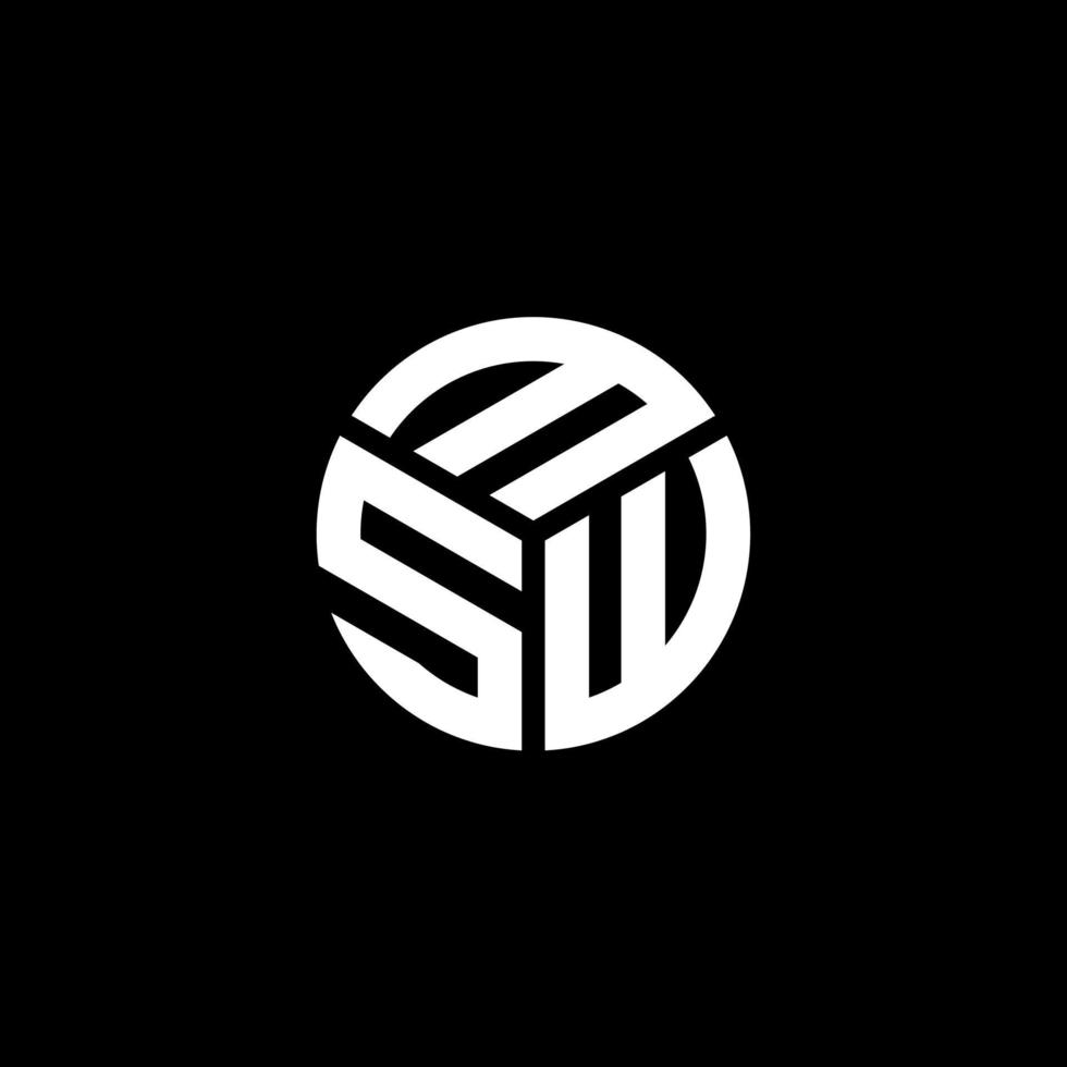 MSW letter logo design on black background. MSW creative initials letter logo concept. MSW letter design. vector