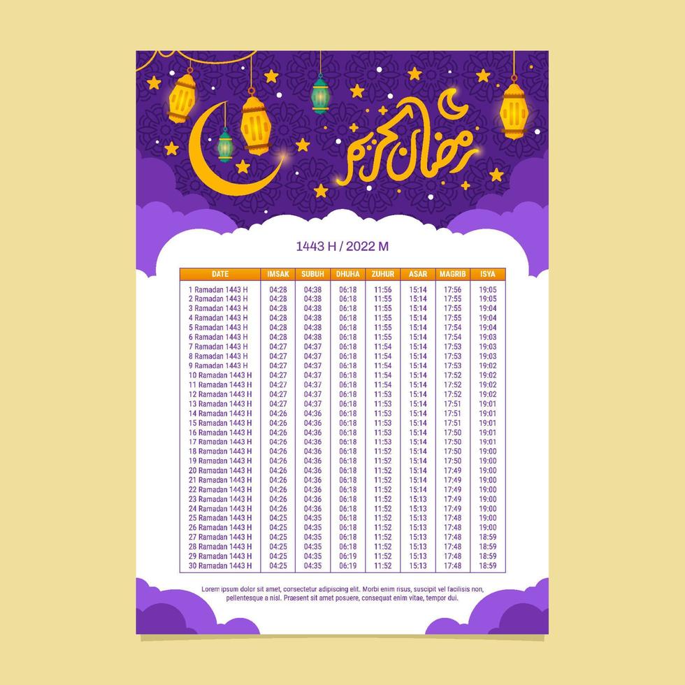 Fasting Month Calendar Template vector