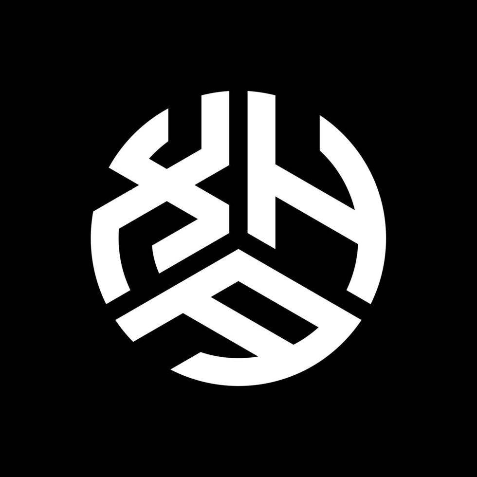 diseño del logotipo de la letra xha sobre fondo negro. concepto de logotipo de letra de iniciales creativas xha. diseño de letras xha. vector
