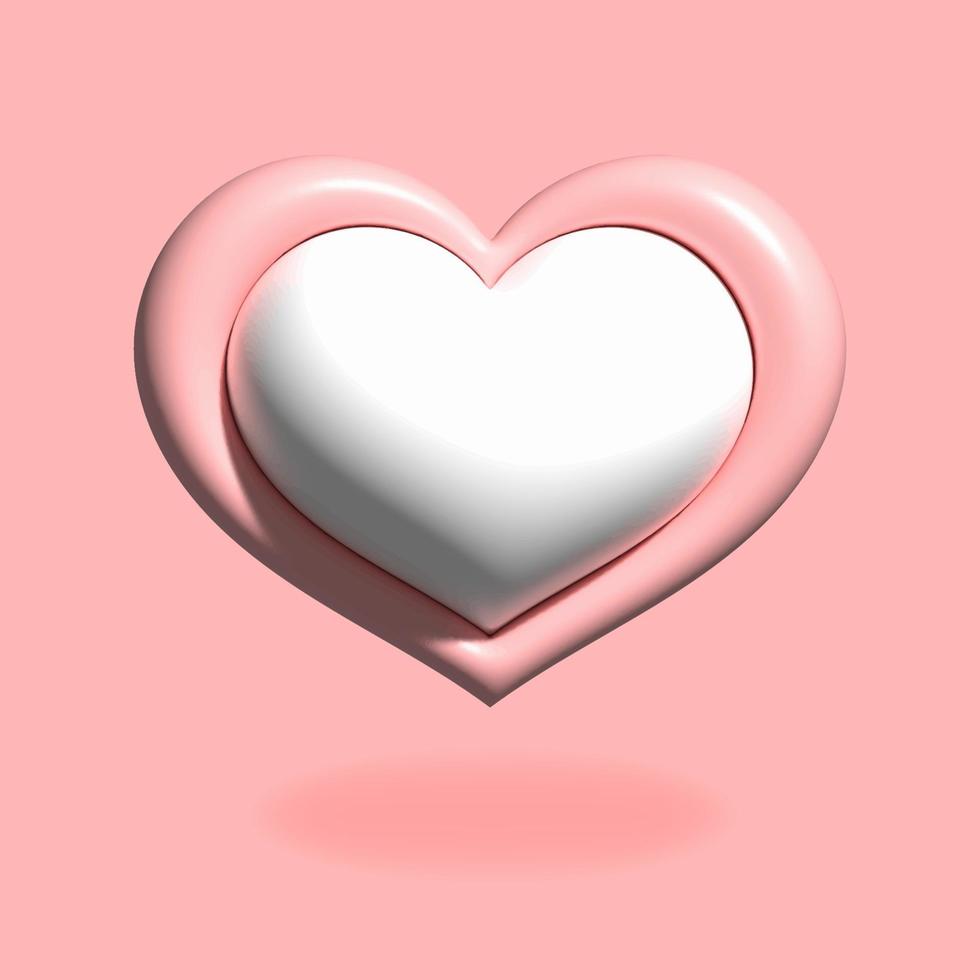 Heart 3d rendering on pink background, concept of care, love, respect, tolerance, mother's day, or medicine, vector illustration