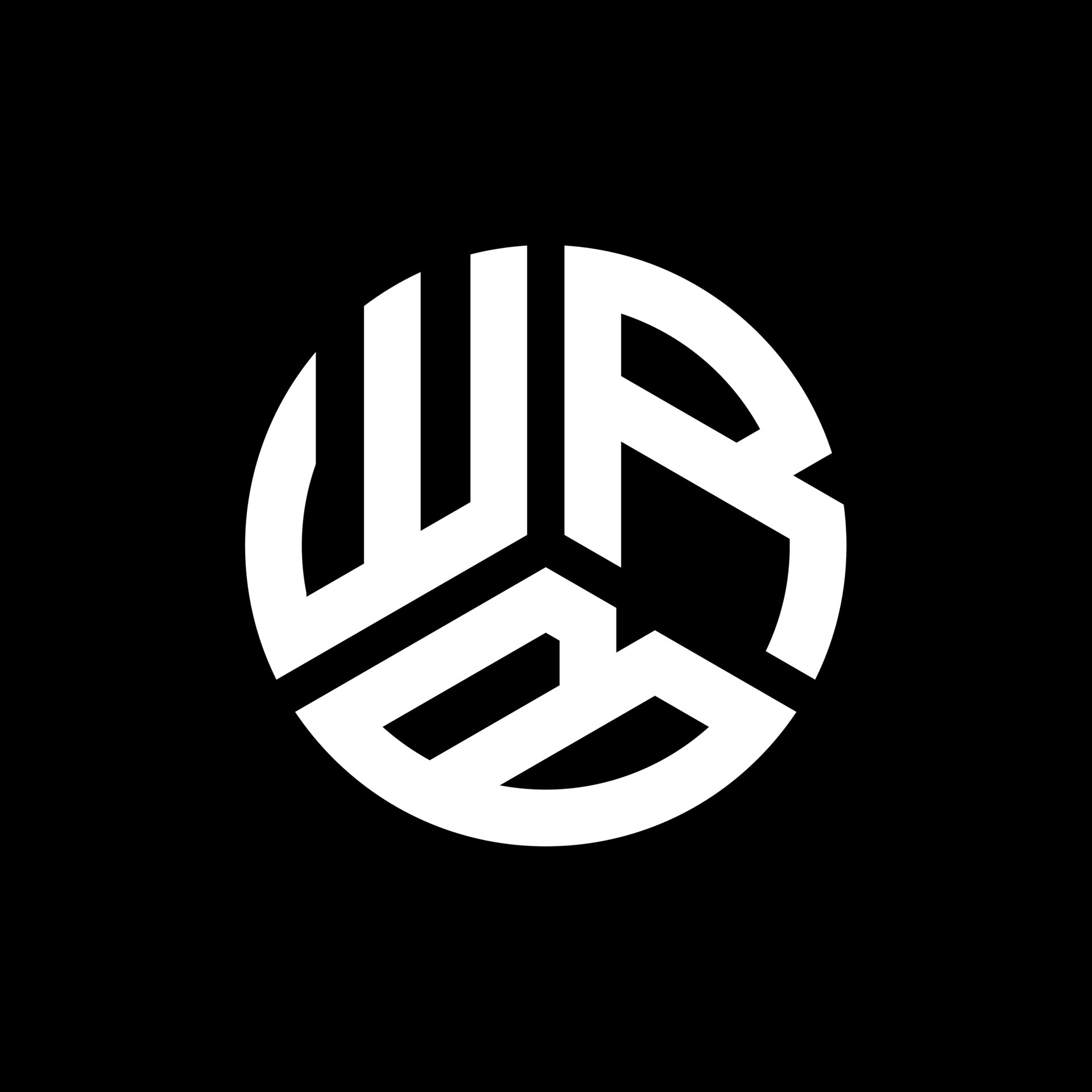 diseño de logotipo de letra wrb sobre fondo negro. concepto de logotipo ...