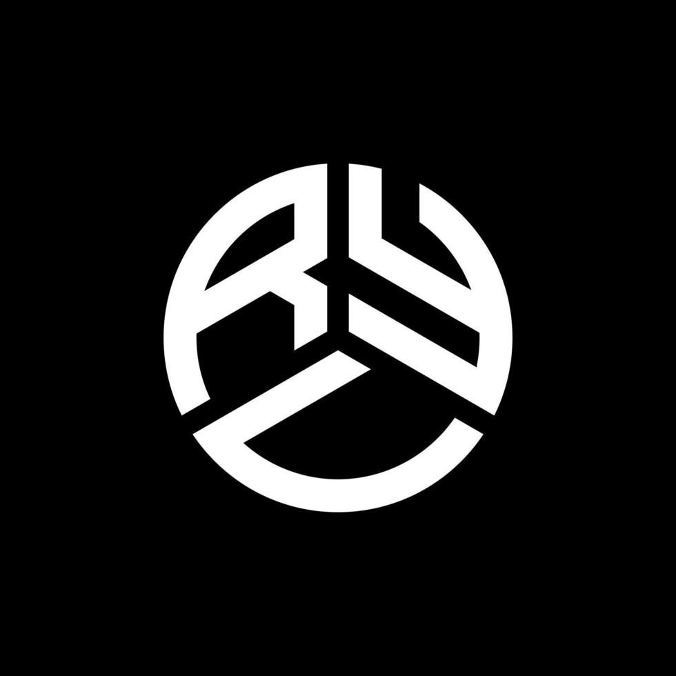 diseño de logotipo de letra ryu sobre fondo negro. concepto de logotipo de letra de iniciales creativas de ryu. diseño de letras ryu. vector