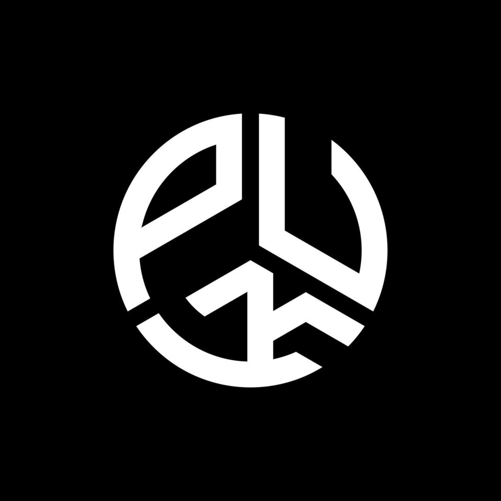 diseño de logotipo de letra puk sobre fondo negro. concepto de logotipo de letra de iniciales creativas puk. diseño de letras puk. vector