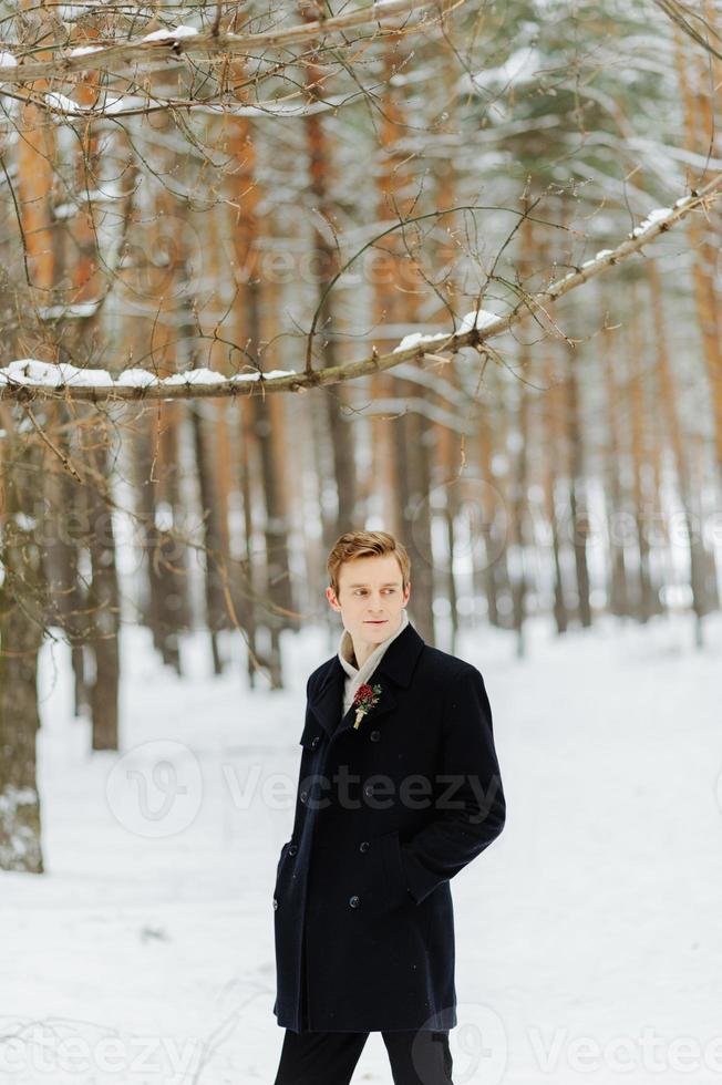 Winter wedding photosession in nature photo