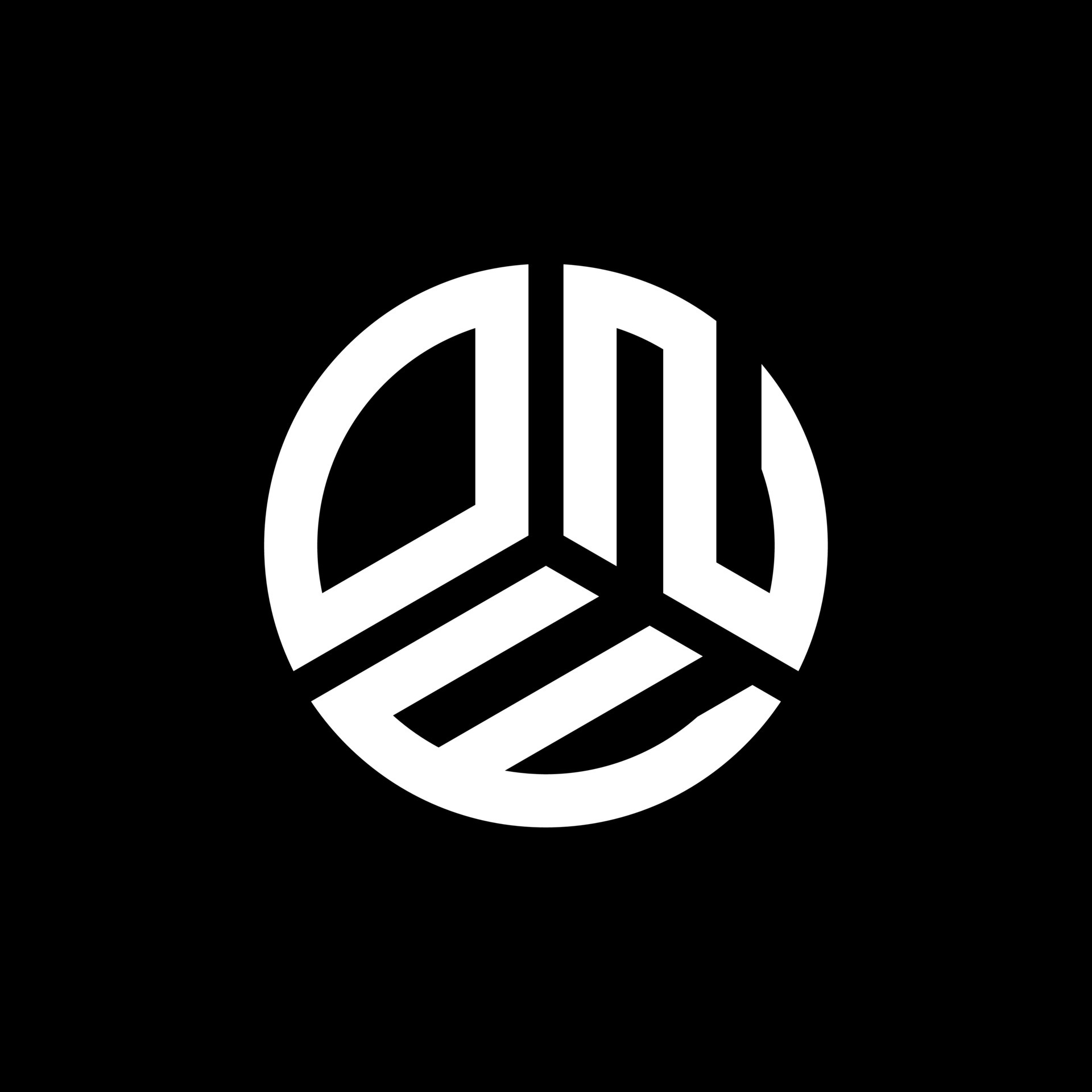 ONE letter logo design on black background. ONE creative initials