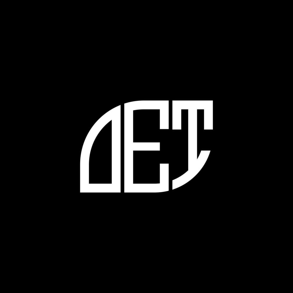 diseño de letras oet. diseño de logotipo de letras oet sobre fondo negro. concepto de logotipo de letra de iniciales creativas oet. diseño de letras oet. diseño de logotipo de letras oet sobre fondo negro. o vector