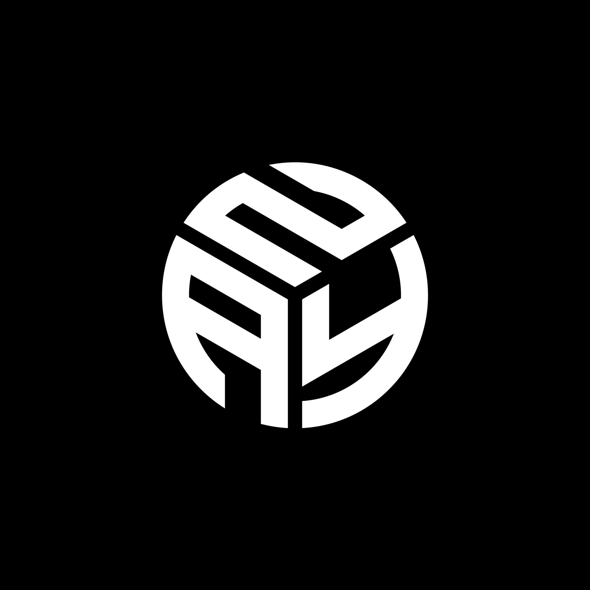 NAY letter logo design on black background. NAY creative initials