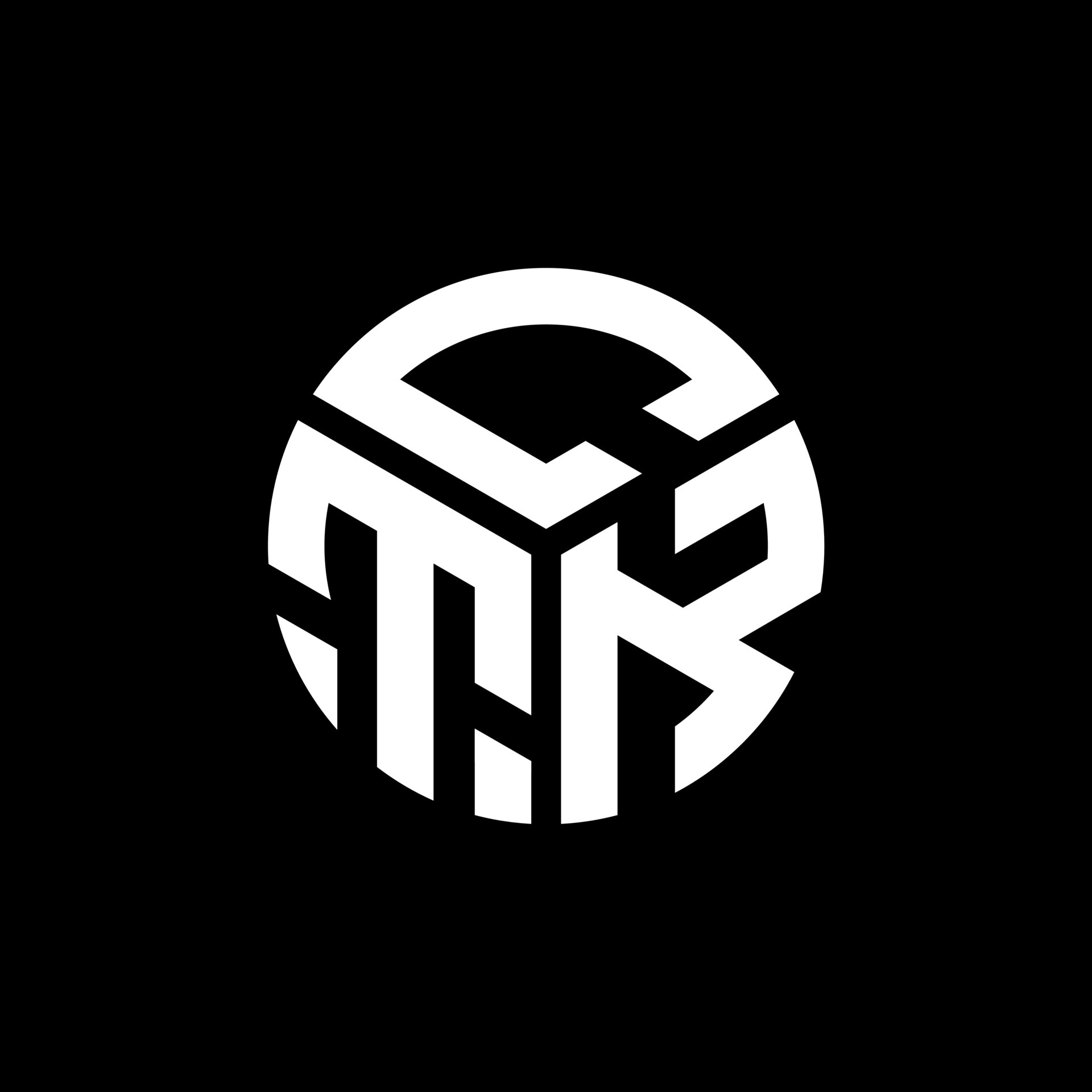 CTK letter logo design on black background. CTK creative initials