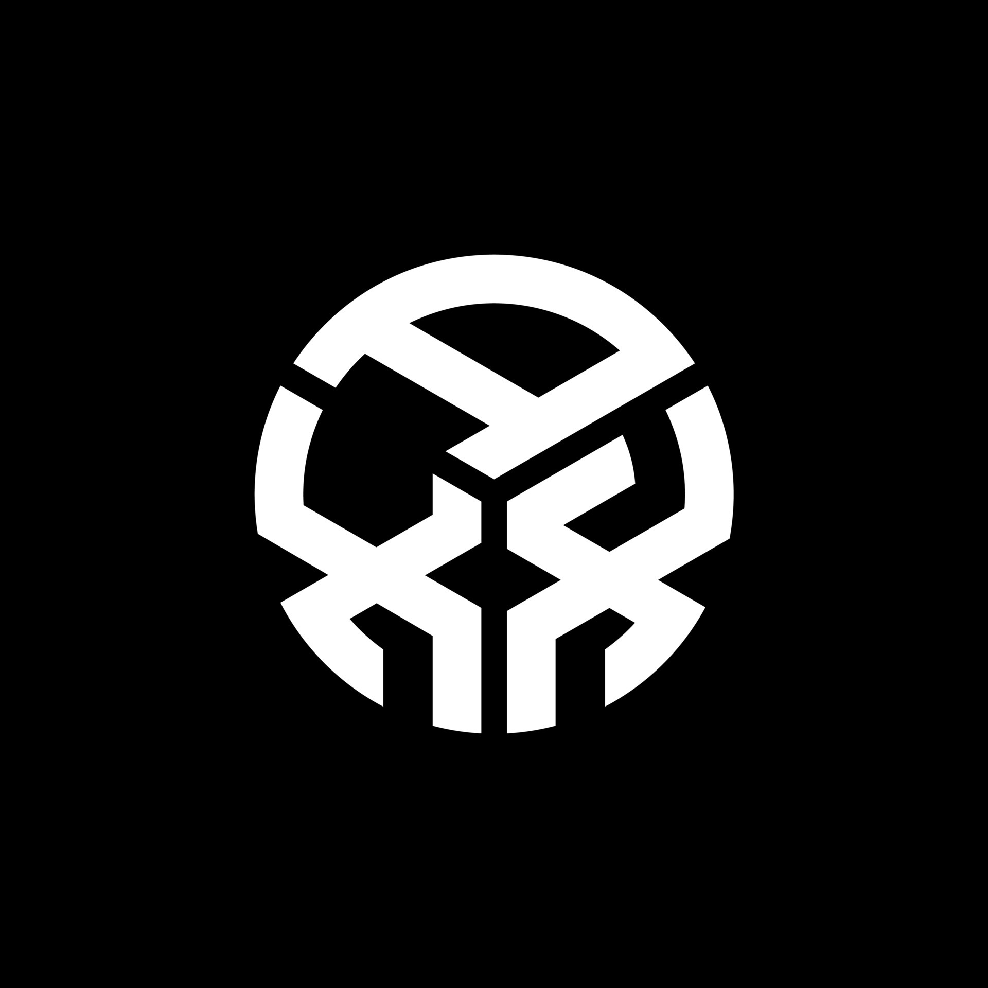 AXX letter logo design on black background. AXX creative initials