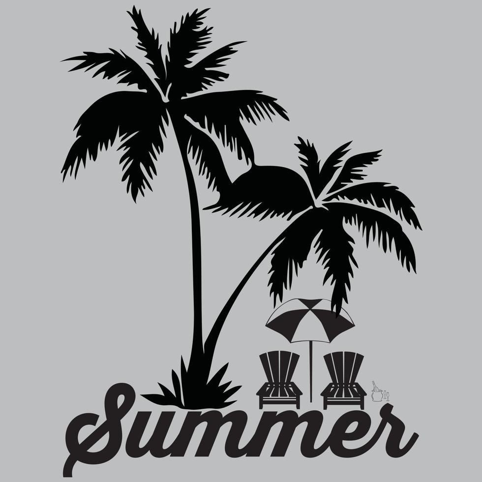 archivo de diseño de camiseta de vector de verano en blanco y negro