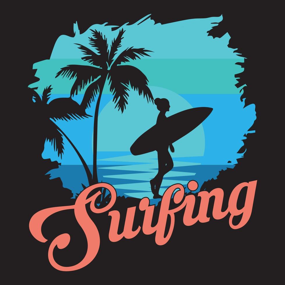 Surfing Summer Vector T-shirt