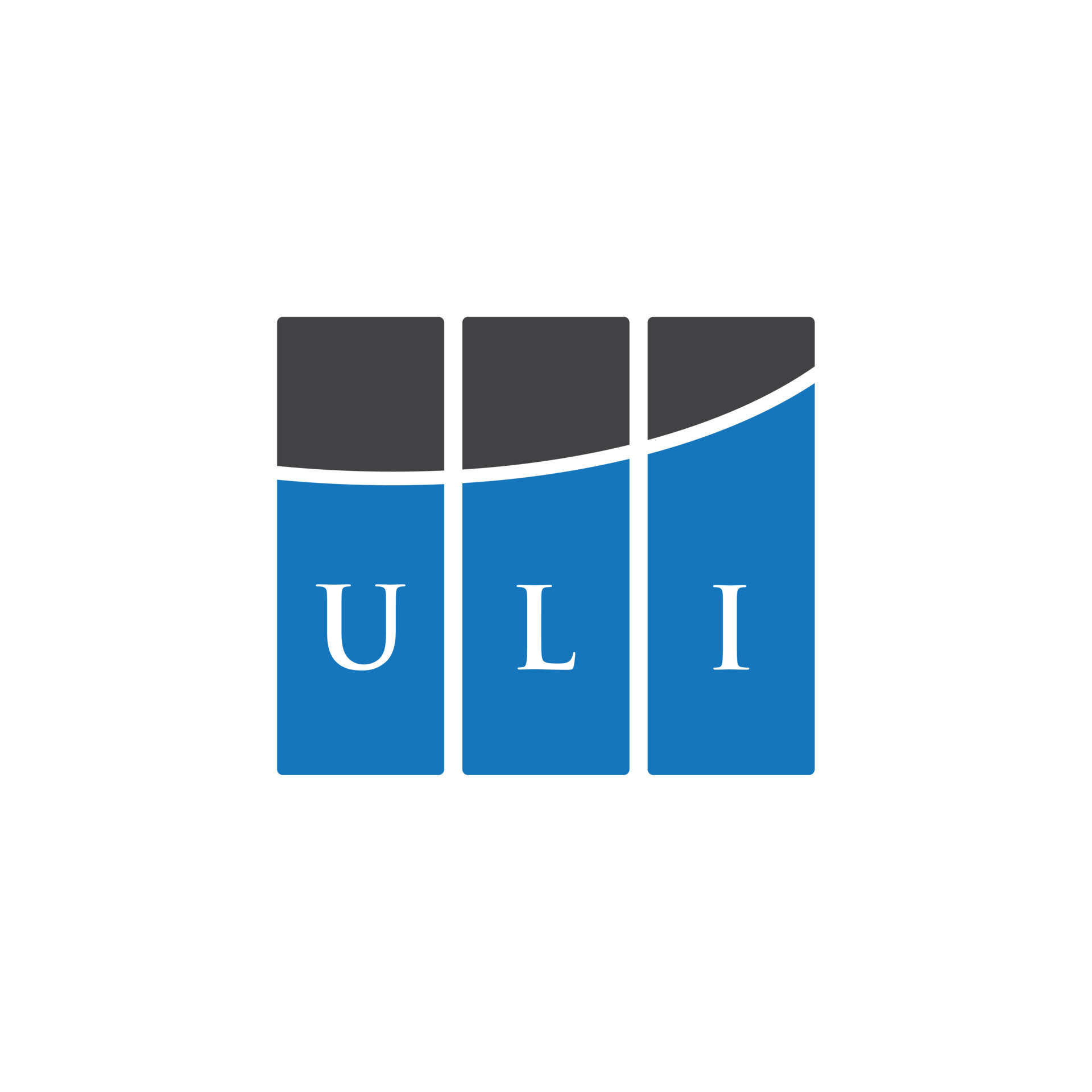 diseño de logotipo de letra uli sobre fondo blanco. concepto de