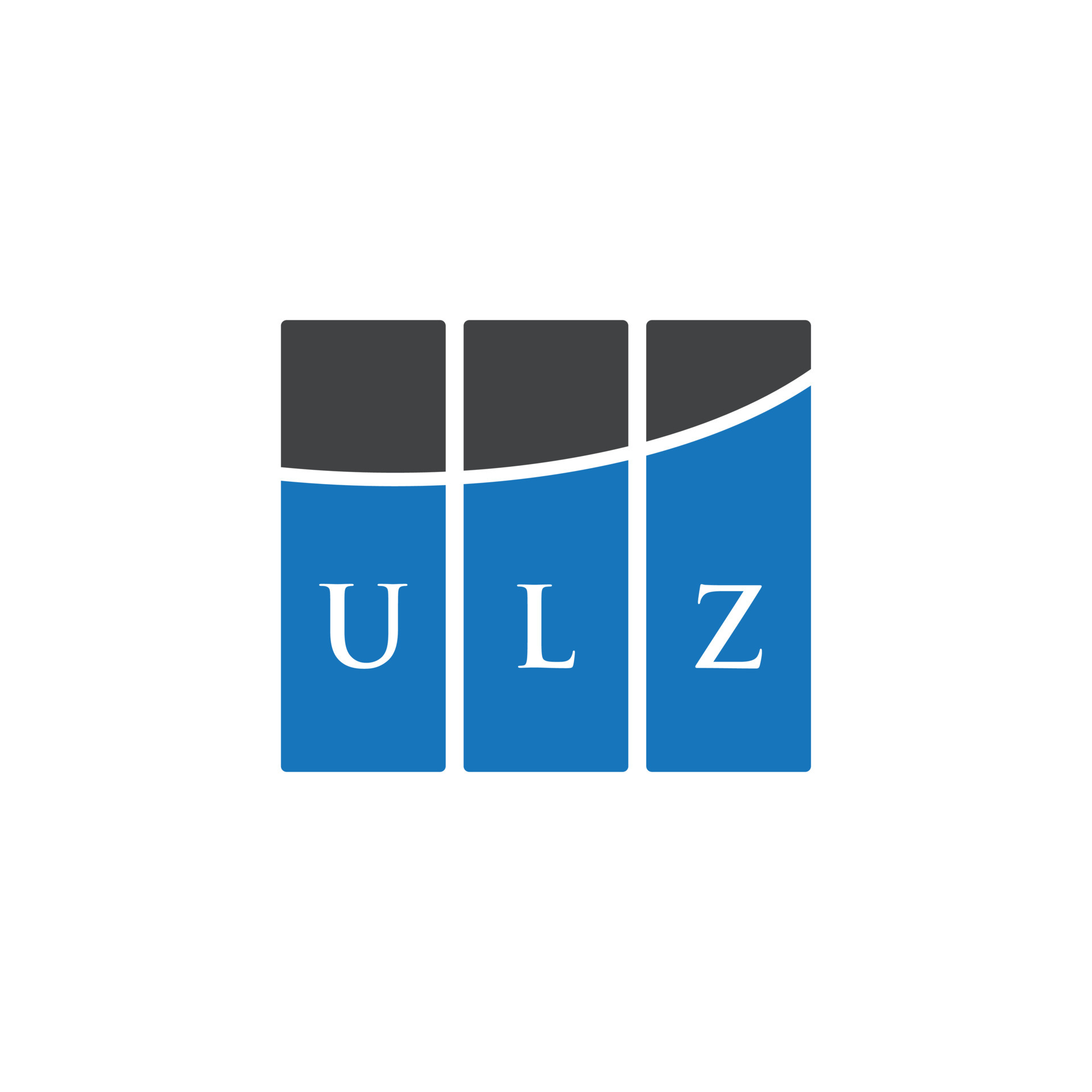 ULZ letter logo design on white background. ULZ creative initials