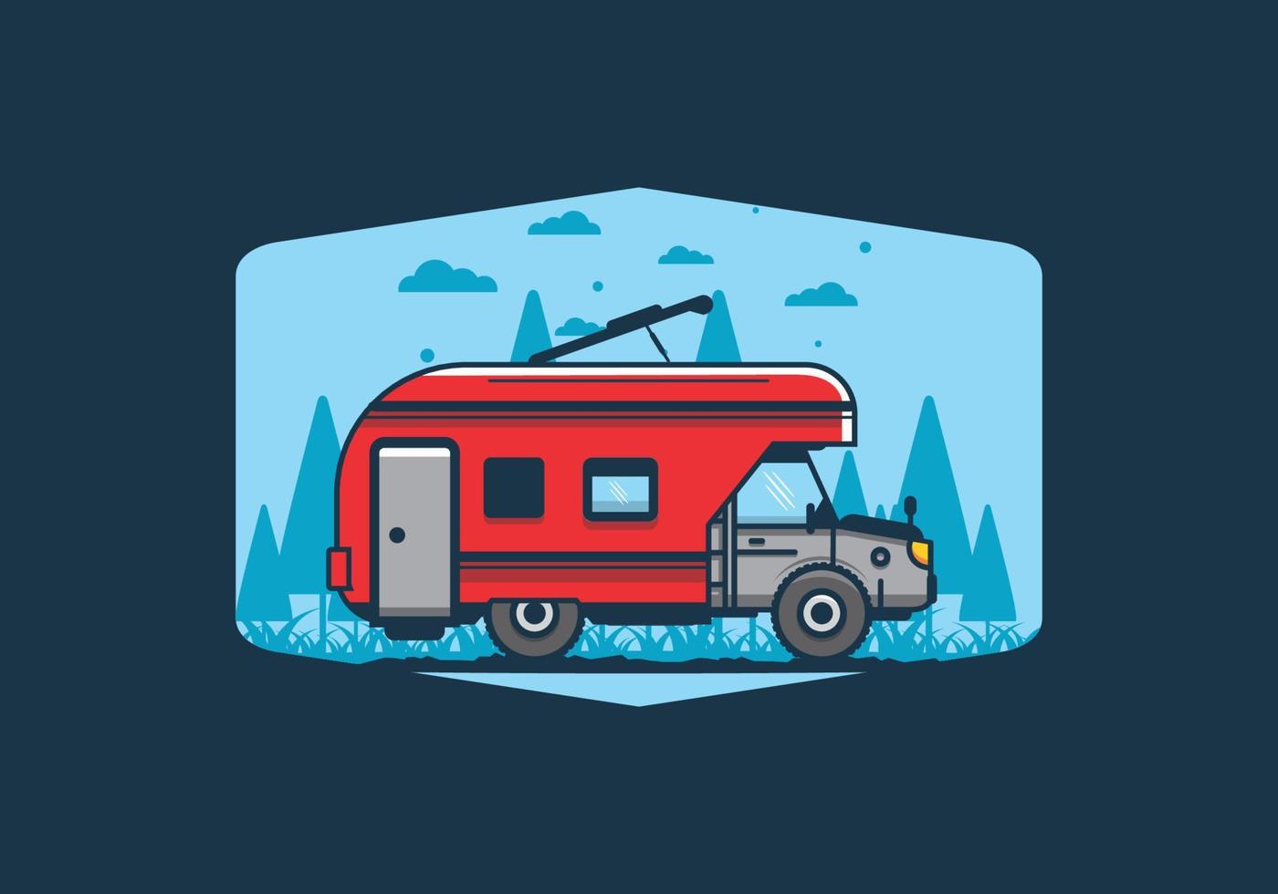 Colorful RV truck flat illustration vector