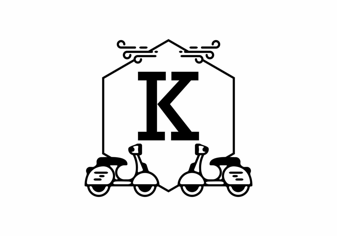 Initial letter K in scooter frame vector